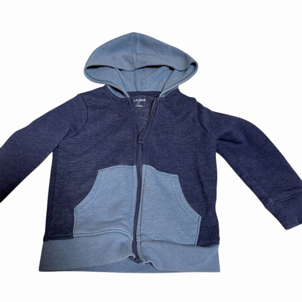 Cat & Jack Boys' Blue Fleece Zip Hoodie Sweatshirt Size 3T - Picture 4 of 5
